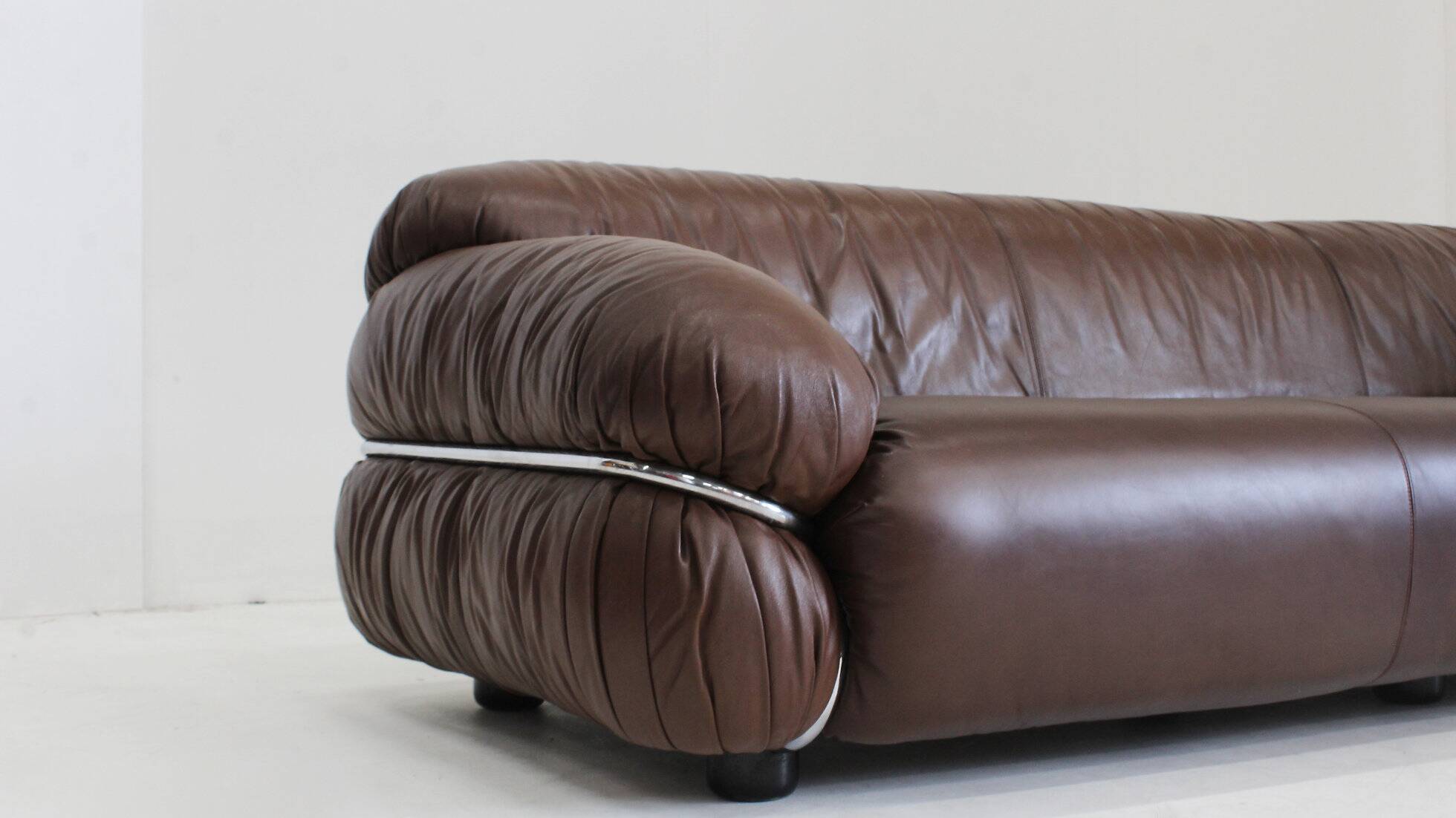 Gianfranco Frattini Sesann sofa Cassina 1970s in brown leather