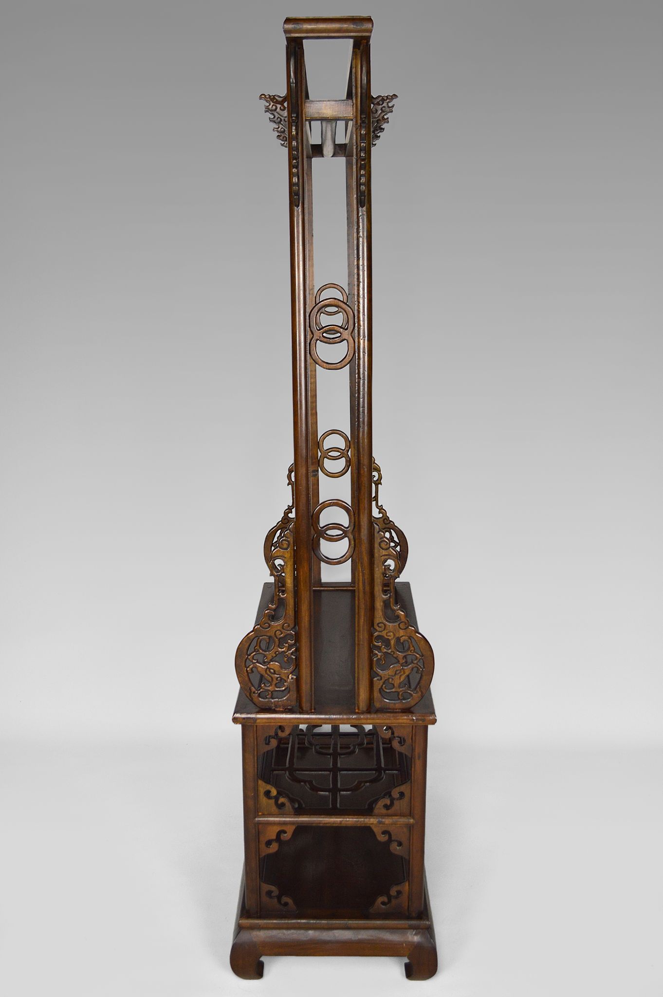 Wardrobe with Asian coat made of wood carved with dragons
