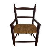 Chaise paillée enfant en bois vintage