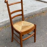 Solid wood and straw valet chair with hanger and drawer