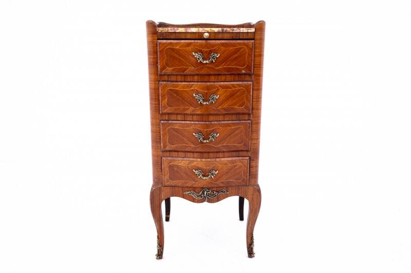 Antique small chest of drawers with marble top, France, circa 1930