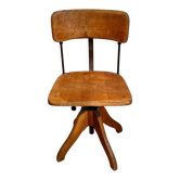 Chaise d’atelier pivotante industrielle en bois