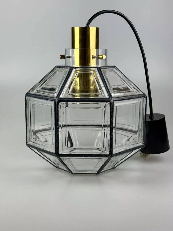 Suspension Glashütte Limburg en verre et laiton, Allemagne 1960-1970