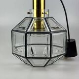 60s 70s ceiling lamp Glashütte Limburg Germany glass & brass Space Age