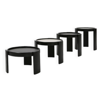 Set of 4 reversible nesting tables by Gianfranco Frattini for Cassina, Italy 1960s