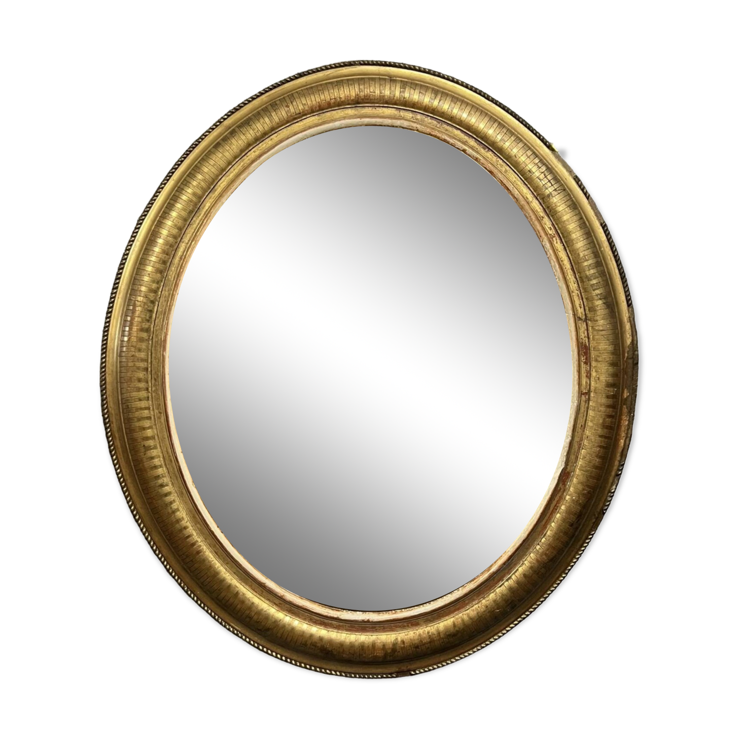 Oval mirror called “witch’s eye” in gilded wood in Louis XVI style circa 1850