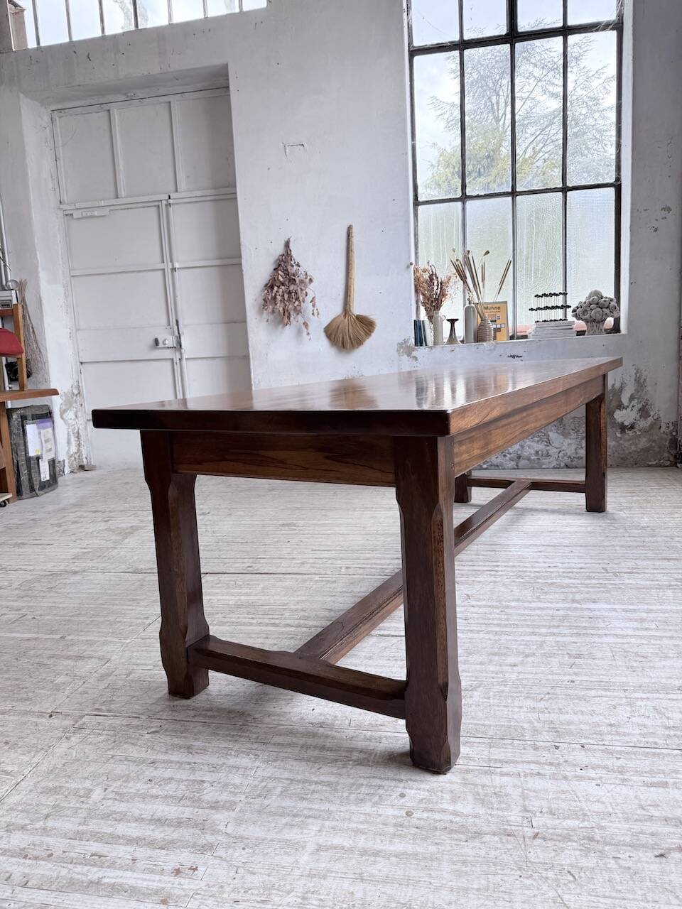 Table de ferme campagne noyer massif XL 250cm