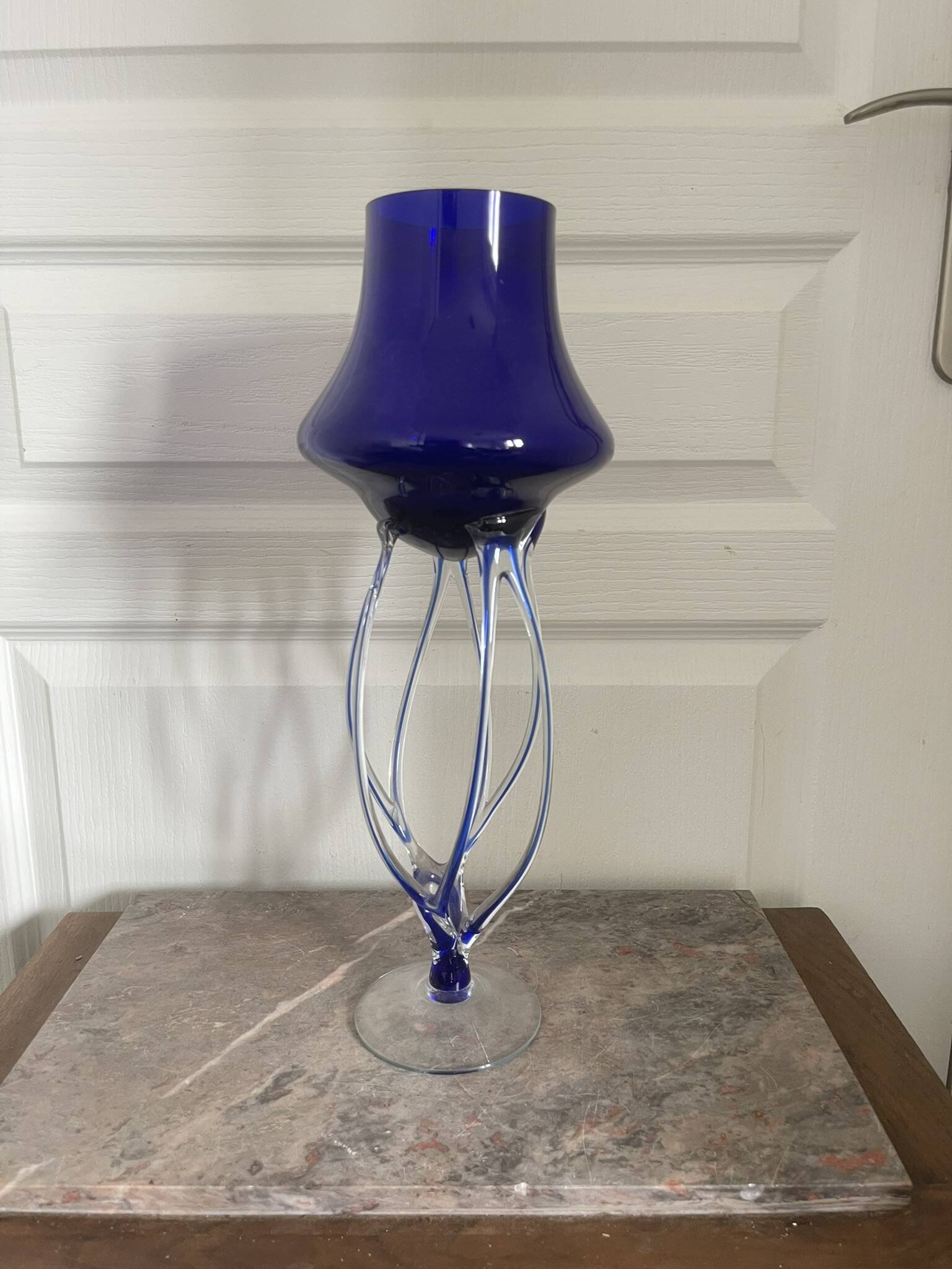 Ancient Medusa Cobalt Blue Cup Vase Jozefina Krosno Octopus Blown Glass