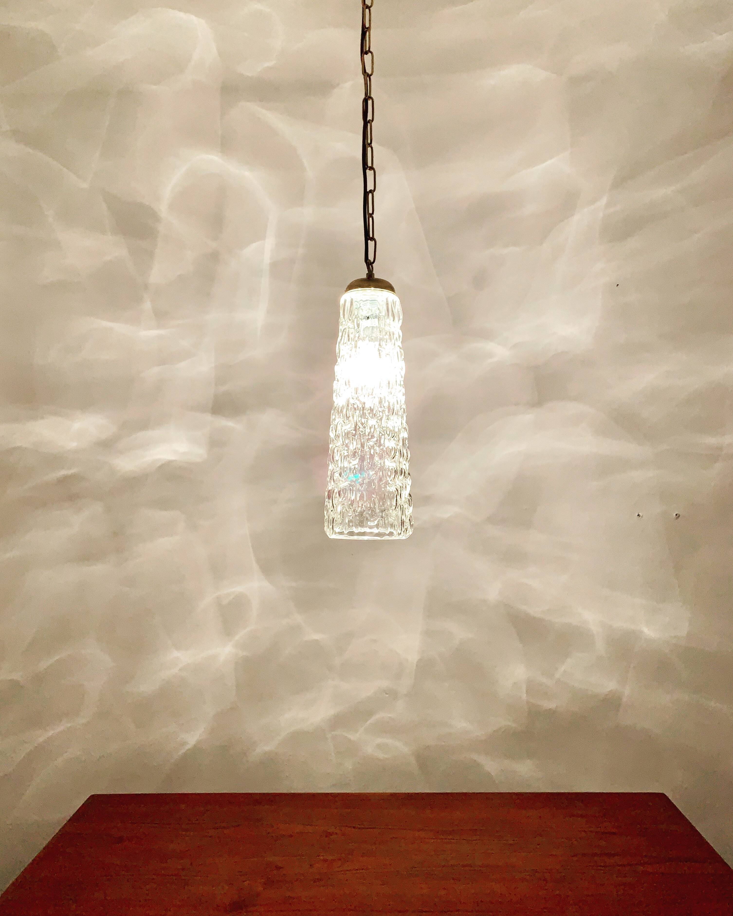 Ensemble de 4 lampes suspendues en verre cristal