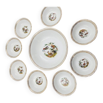 Service à dessert Porcelaine de Luxe de la Compagnie Nationale- Oiseaux de