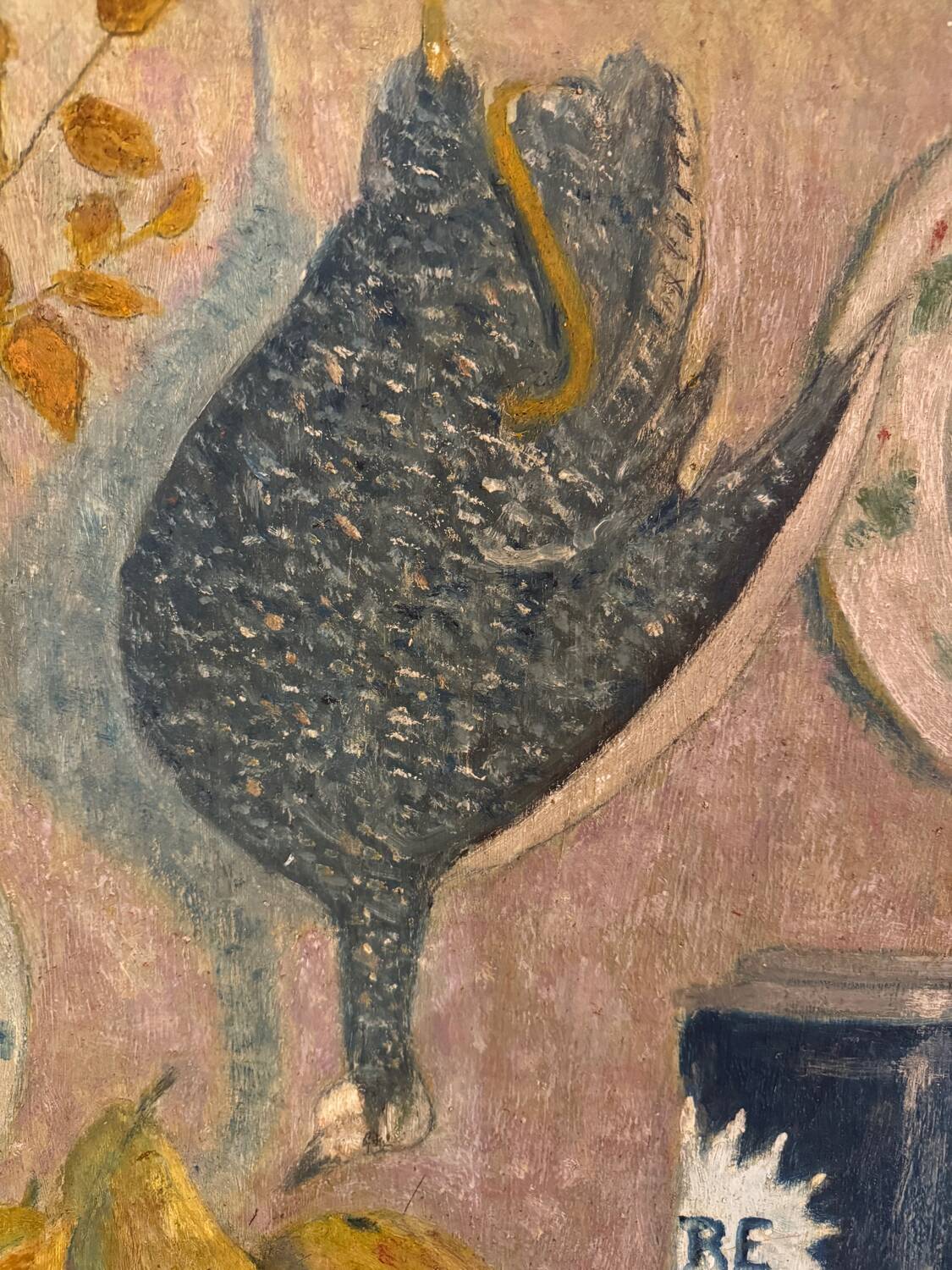 Still life with fruits, flowers and pheasant signed 20th century