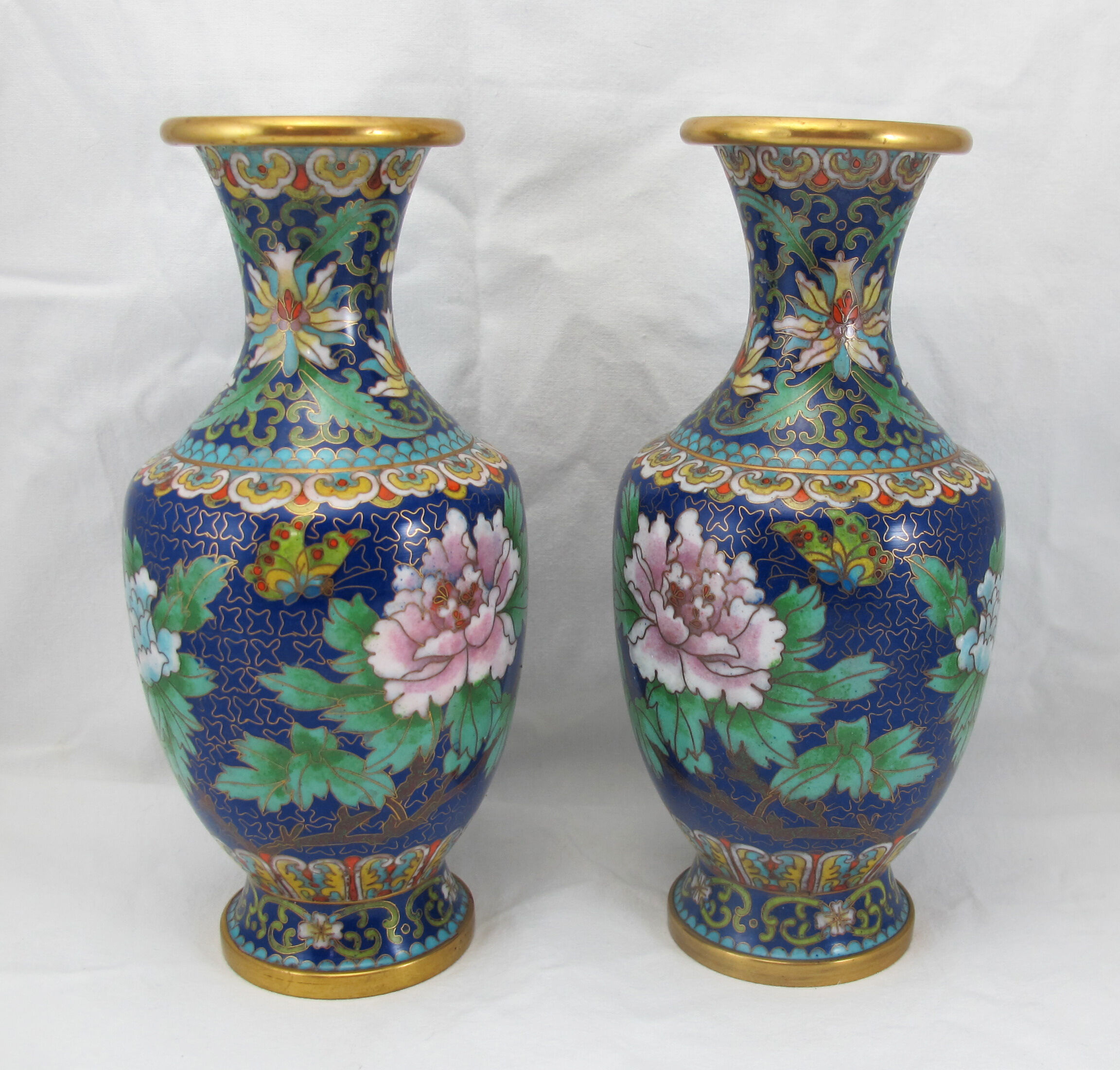 Paire de vases en bronze émail cloisonné chinois chine