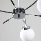 Mid-Century Italian Chrome and Opaline Chandelier