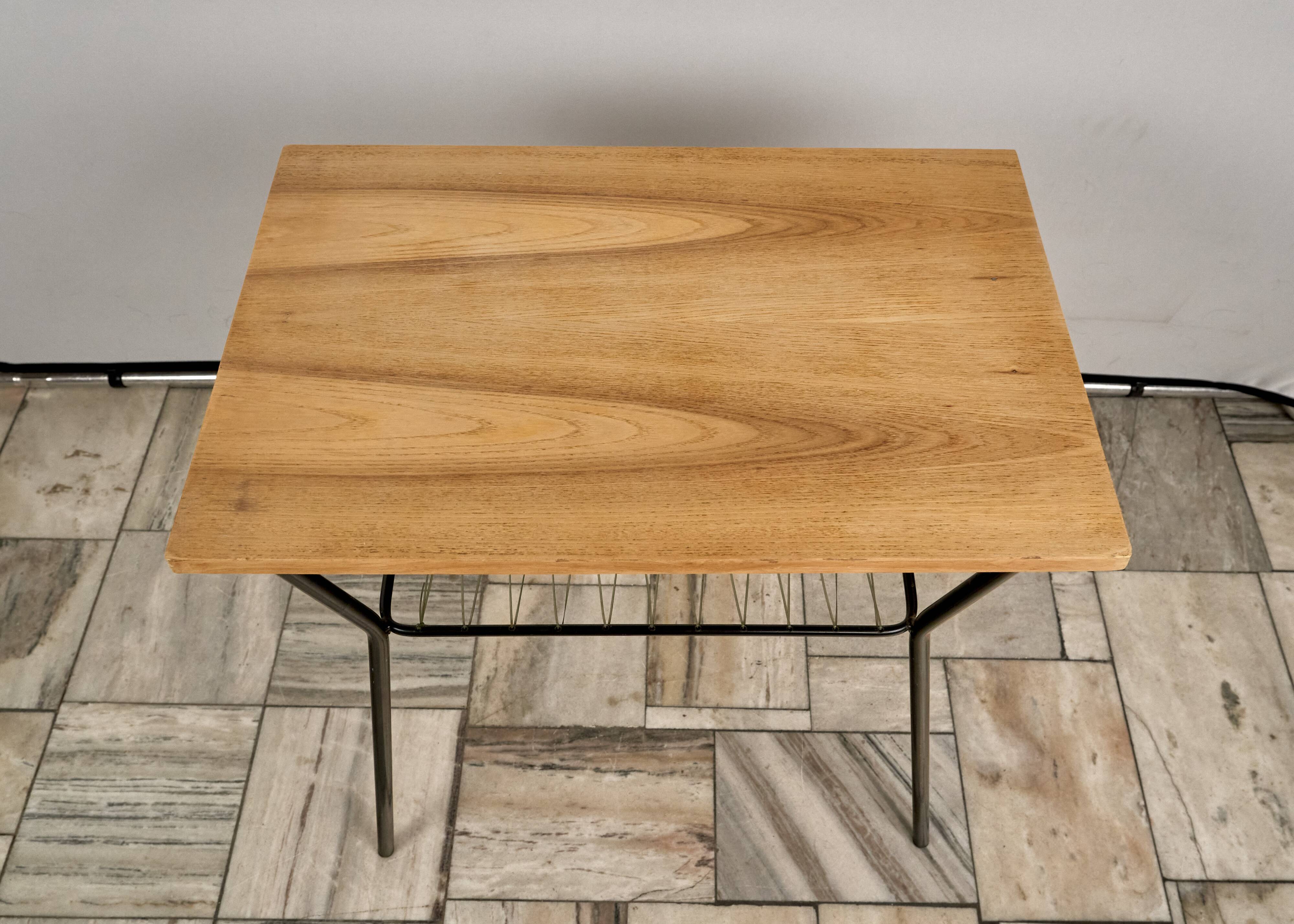 Vintage Oak Side Table, 1960s, Czechoslovakia