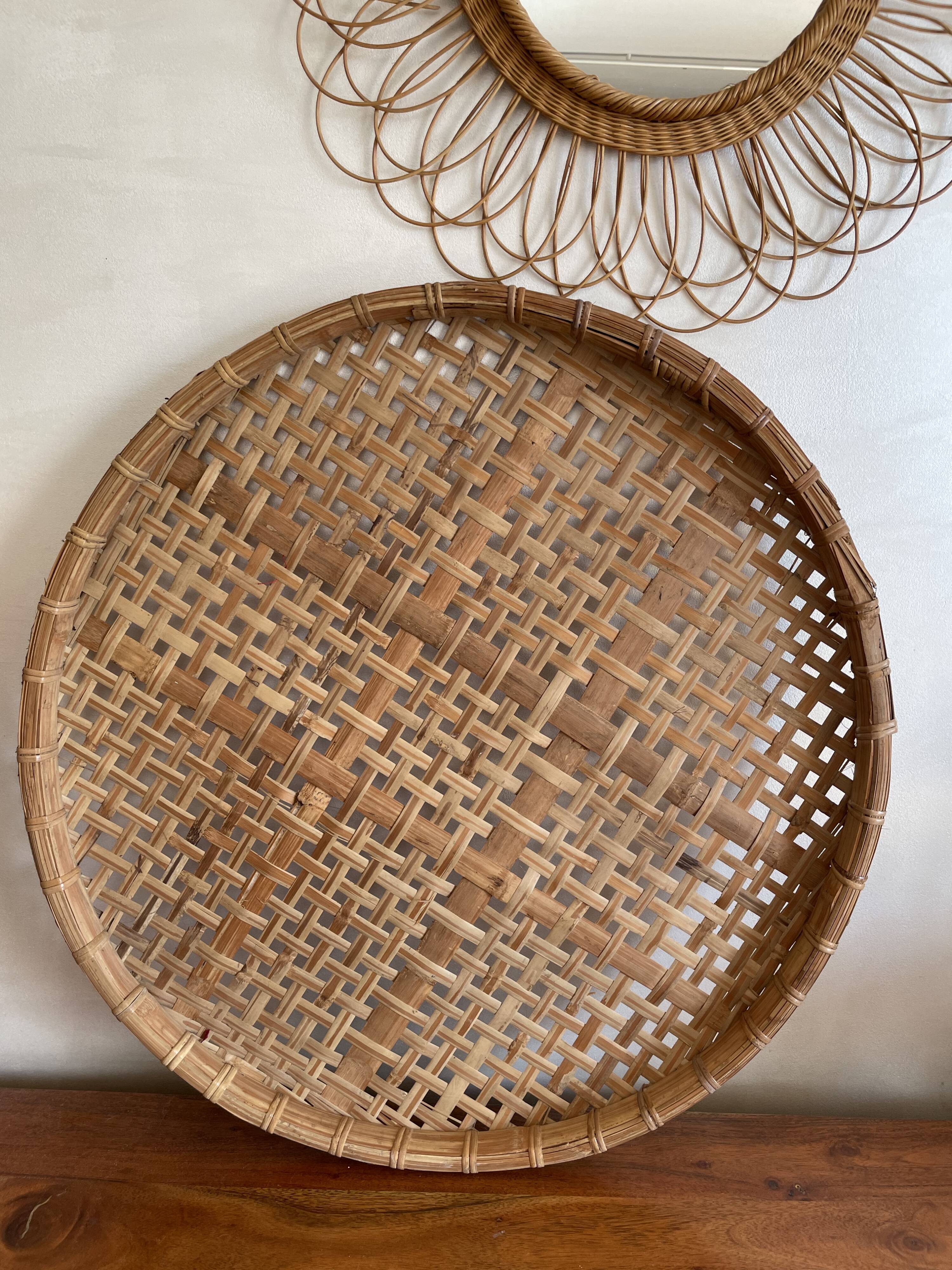 Large bamboo rattan tray