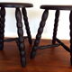 Pair of turned wooden tripod stools