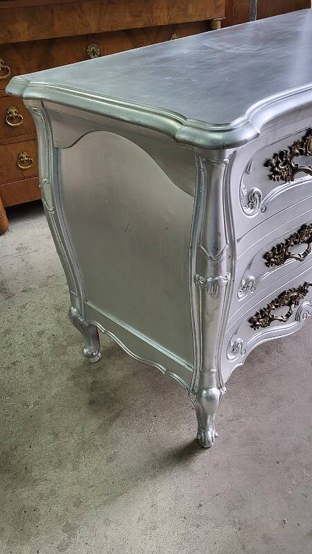 Commode style louis XV argente 3 tiroirs