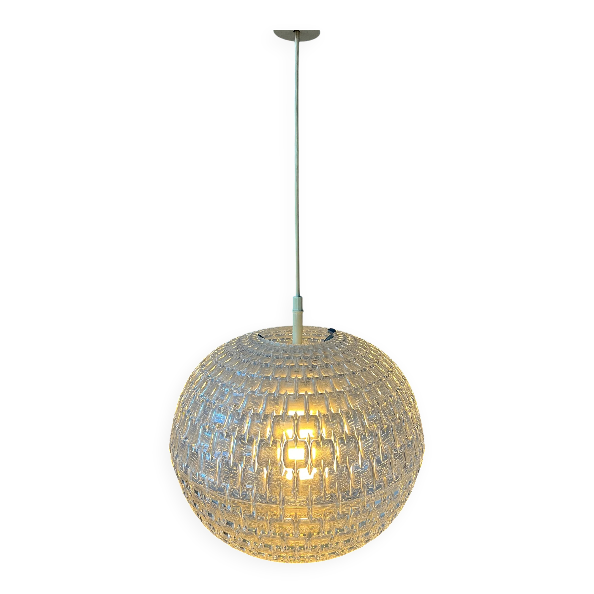 Mid-century crystal ball pendant in acrylic glass
