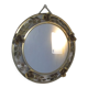 Miroir en métal doré rond, couronne de roses