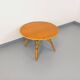 Round coffee table in vintage rattan and wood from the 1960s.
