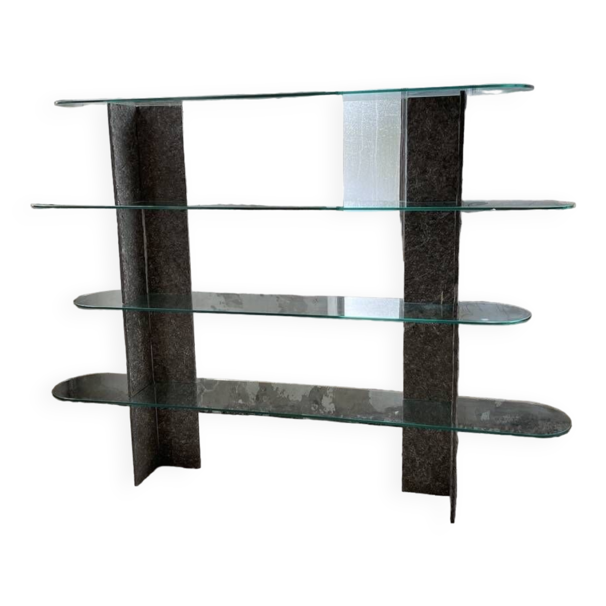 Roche Bobois stone and glass sculpture shelf 1970s
