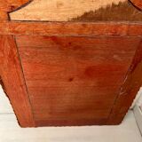 Wicker rattan mirror and carved insert 60s, 75x53 cm