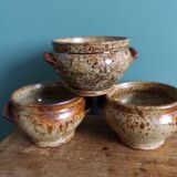 Soup bowls and cups in Puisaye stoneware by Jean-Pierre Prud'homme