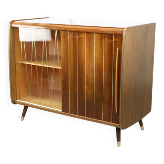 Buffet LP en verre et bois, 1960s