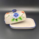 Ceramic butter dish with colored flowers
