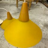 Duo of yellow glass pendant lamps
