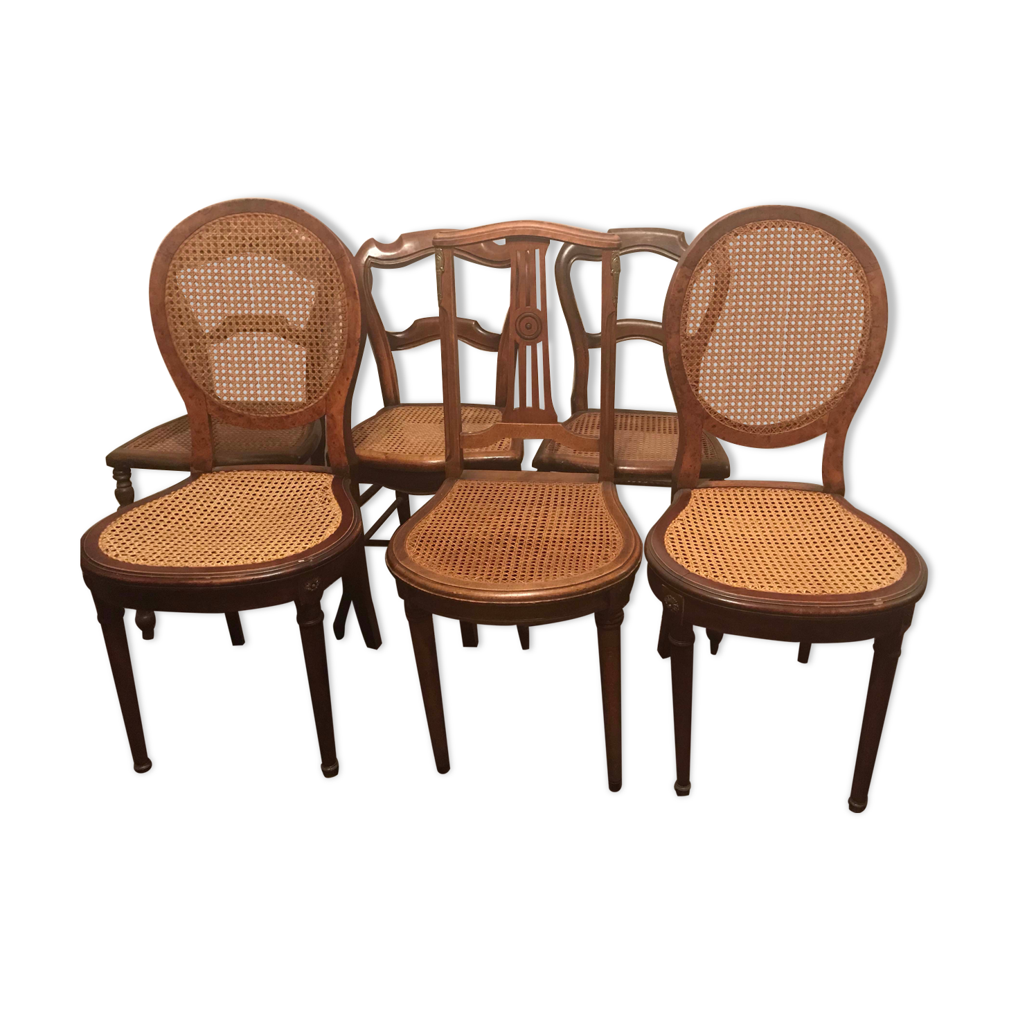 Lot de 6 chaises anciennes en bois