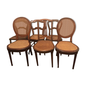 Set of 6 antique wooden chairs