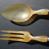 Carving Set + Salad Server Horn and Stainless Steel