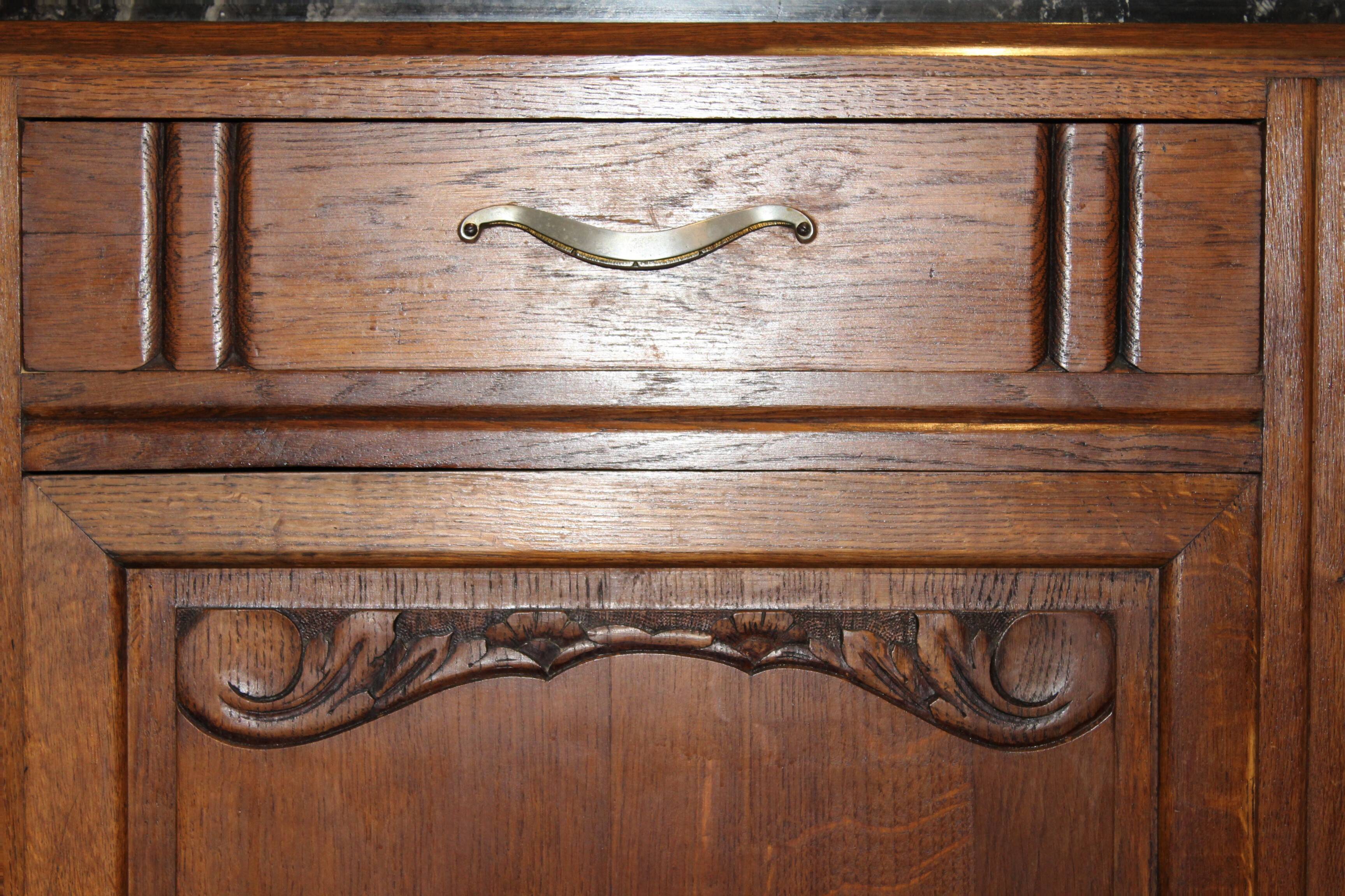 Low Art Deco oak and marble sideboard