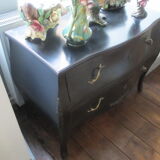 Black curved baroque chest of drawers Louis XV style