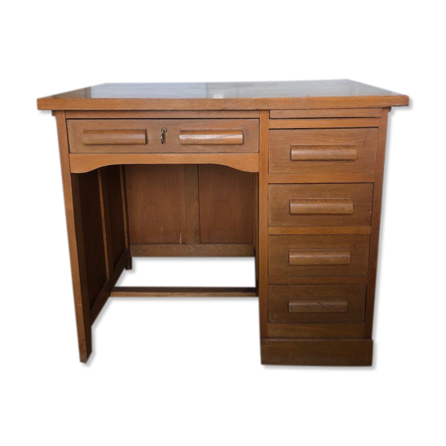 Vintage wooden desk 5 drawers