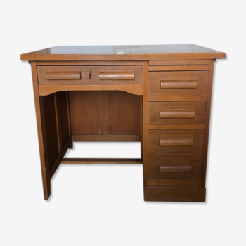 Vintage wooden desk 5 drawers