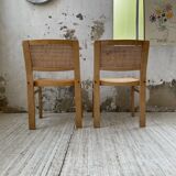 Pair of Baumann chairs beech and cannage