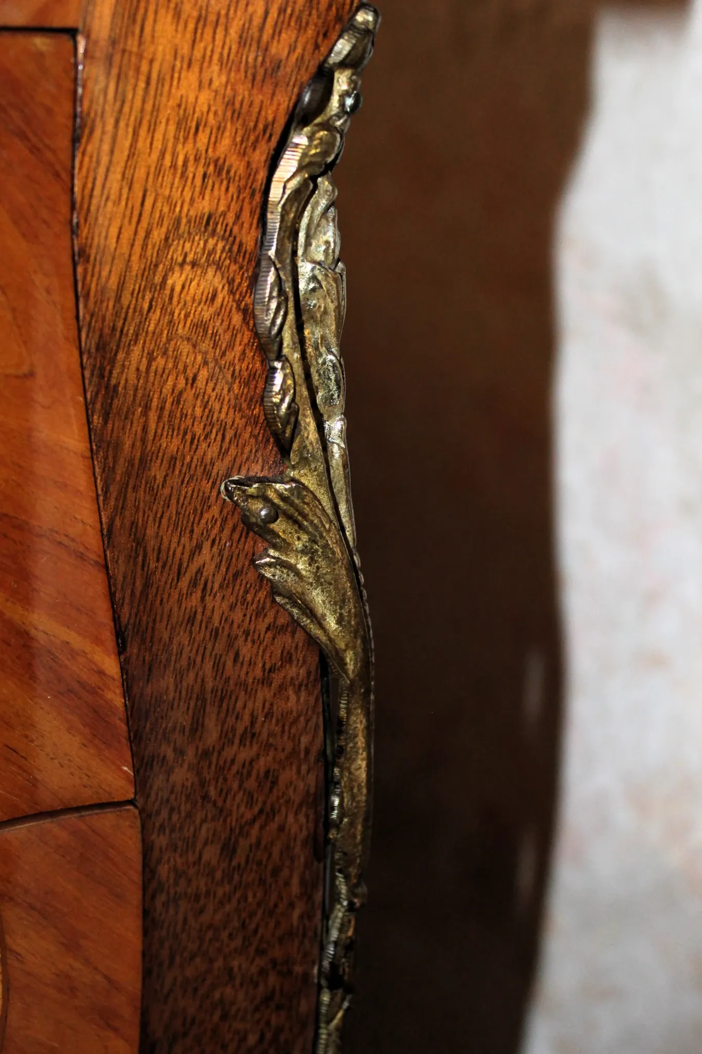 Louis XV style bedside table in marquetry rosewood
