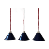 Lot 3 blue enamelled conical suspensions