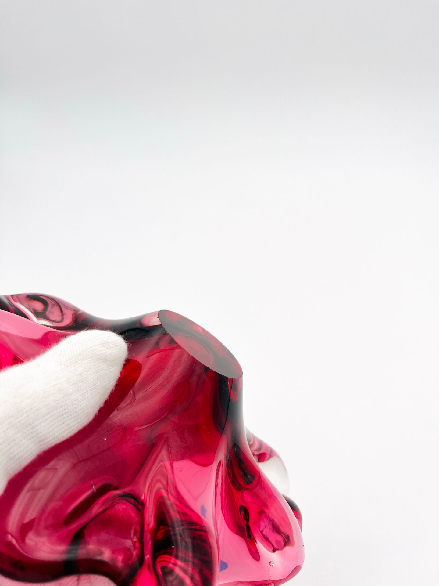 Murano Coupe Flavio Poli Sommerso Rubies & Original Pilon 17cm 1960