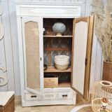 Art Deco wardrobe revisited Shabby chic style with two rattan canning doors