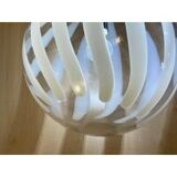 Contemporary transparent and white sphere pendant in murano glass
