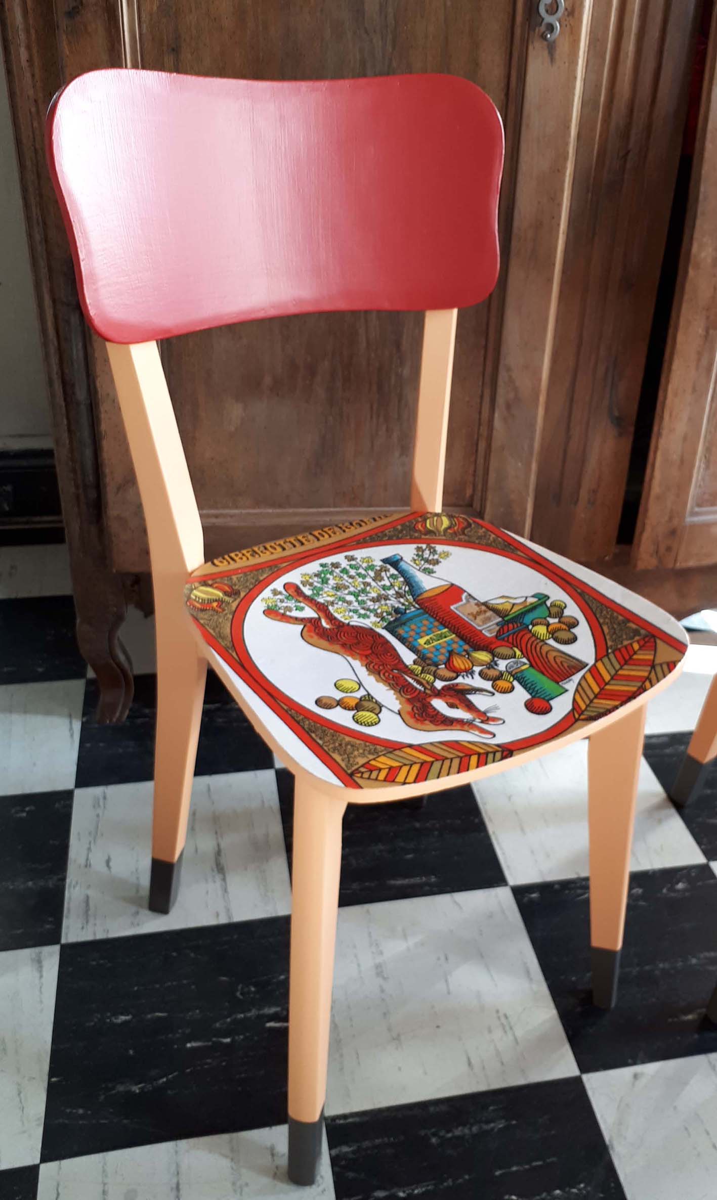 Pair of vintage kitchen chairs completely revamped