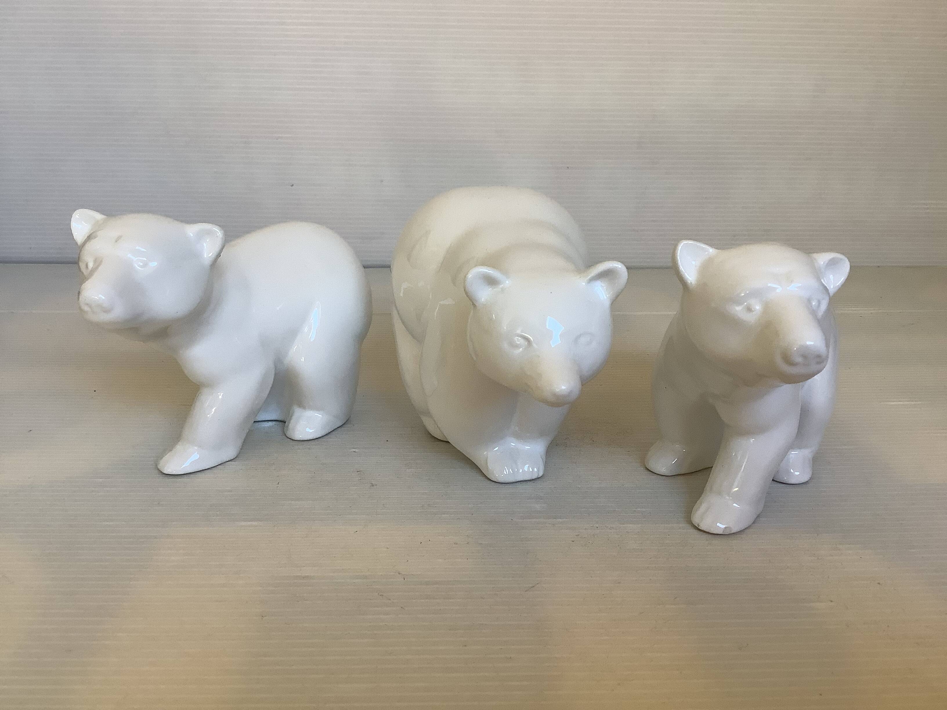 Three signed white polar bears