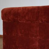 Rusty velvet low chair without arms