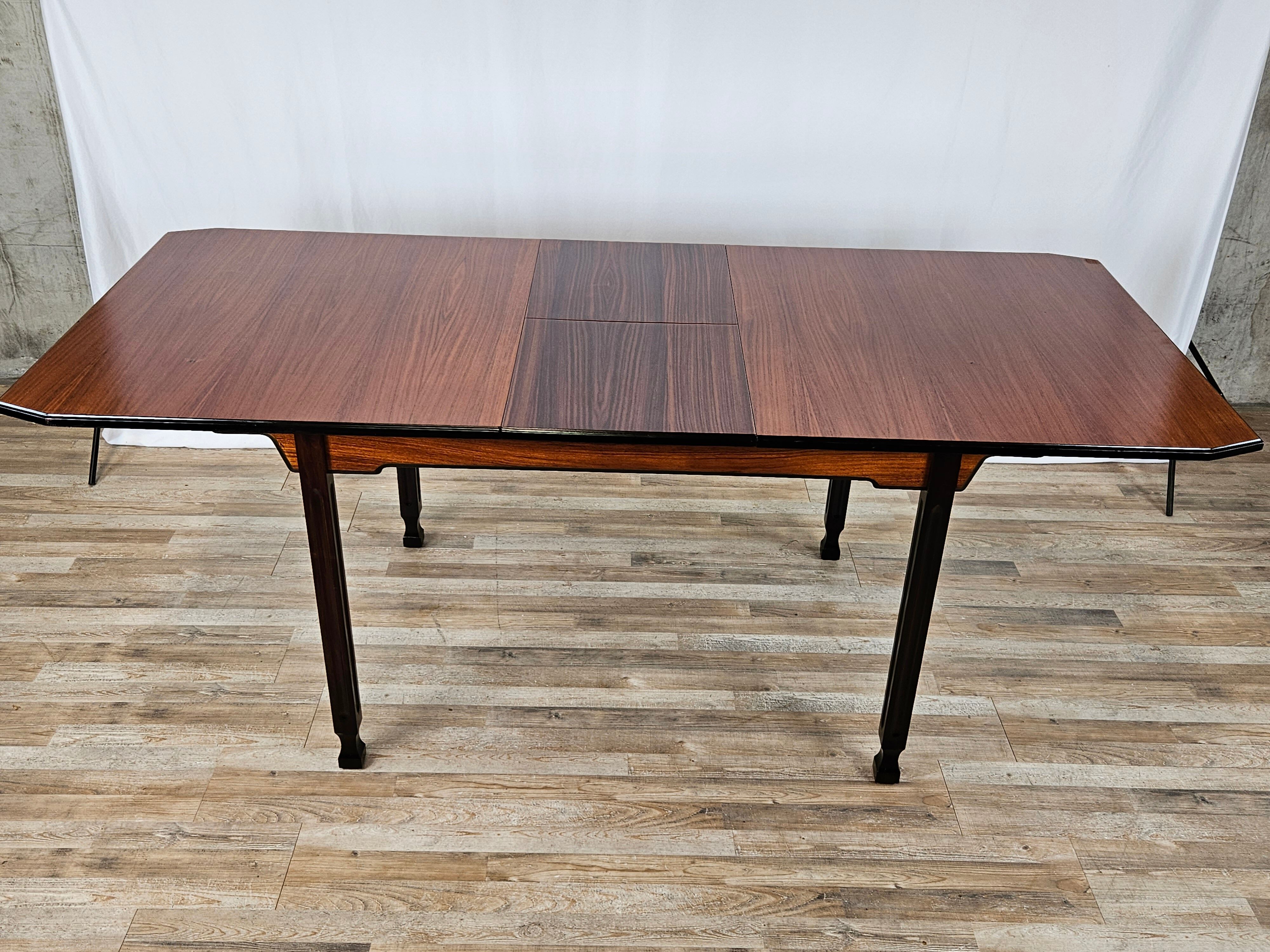 Table à manger extensible de style scandinave en noyer et ébène