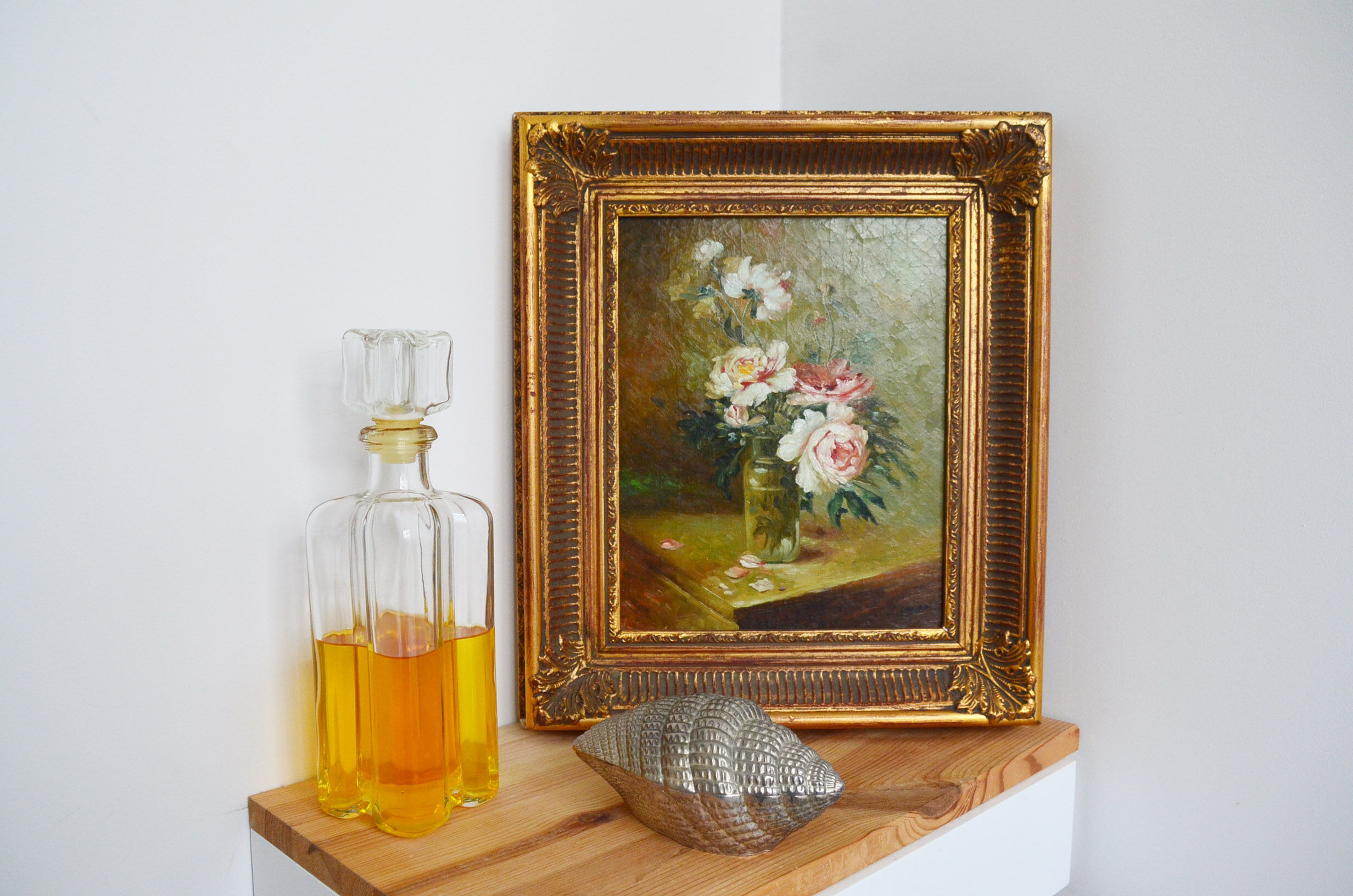 Peinture huile nature morte bouquet de pivoines XIXème