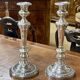 Pair of silver-plated metal candlesticks from the early 20th century