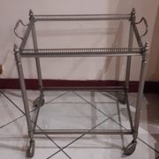 Desserte roulante en laiton argenté